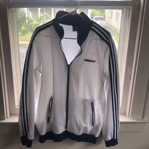 Large Adidas zip-up white/navy
